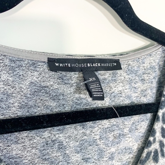 White House Black Market Gray Leopard Cozy V Neck Tunic Tank Top - Picture 4 of 7
